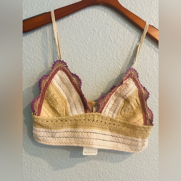 NWT Free People Another Weekend crochet longline bralette in soft pink combo - Picture 10 of 10